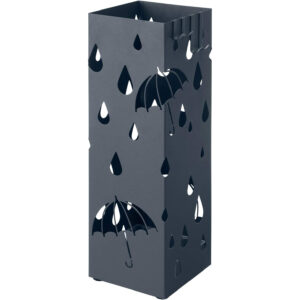 SONGMICS Suport metalic pentru umbrele, cu carlige si tava de picurare, 16x16x49cm, gri