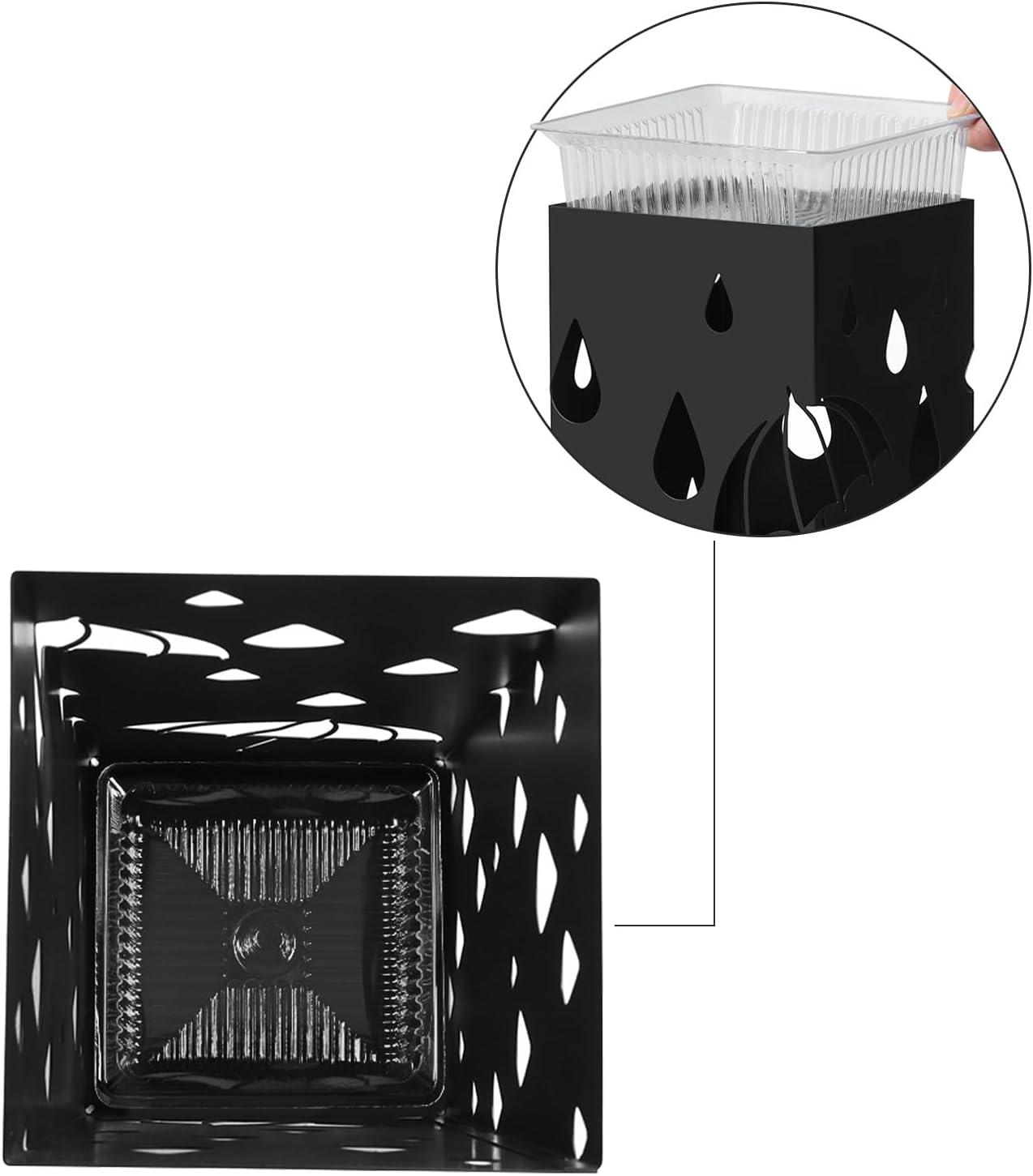 SONGMICS Suport metalic pentru umbrele, cu carlige si tava de picurare, 16x16x49cm, negru - imagine 3