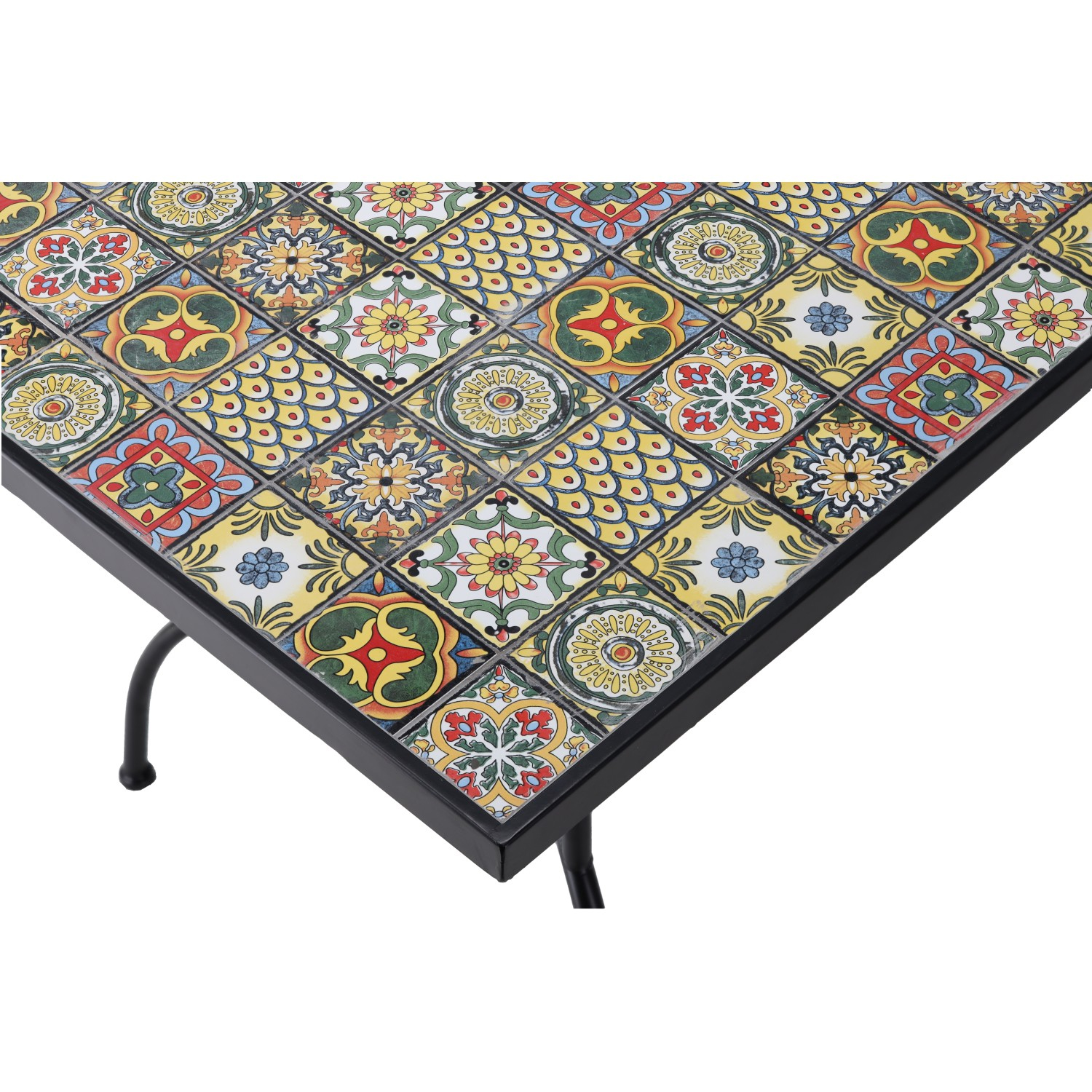 Masa de gradina dreptunghiulara cu blat mozaic si cadru metalic, 150x80x74 cm - imagine 8