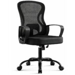 SONGMICS Scaun de birou ergonomic, spatar mesh cu suport lombar, reglabil pe inaltime, baza metalica, 60x60x106 cm, negru