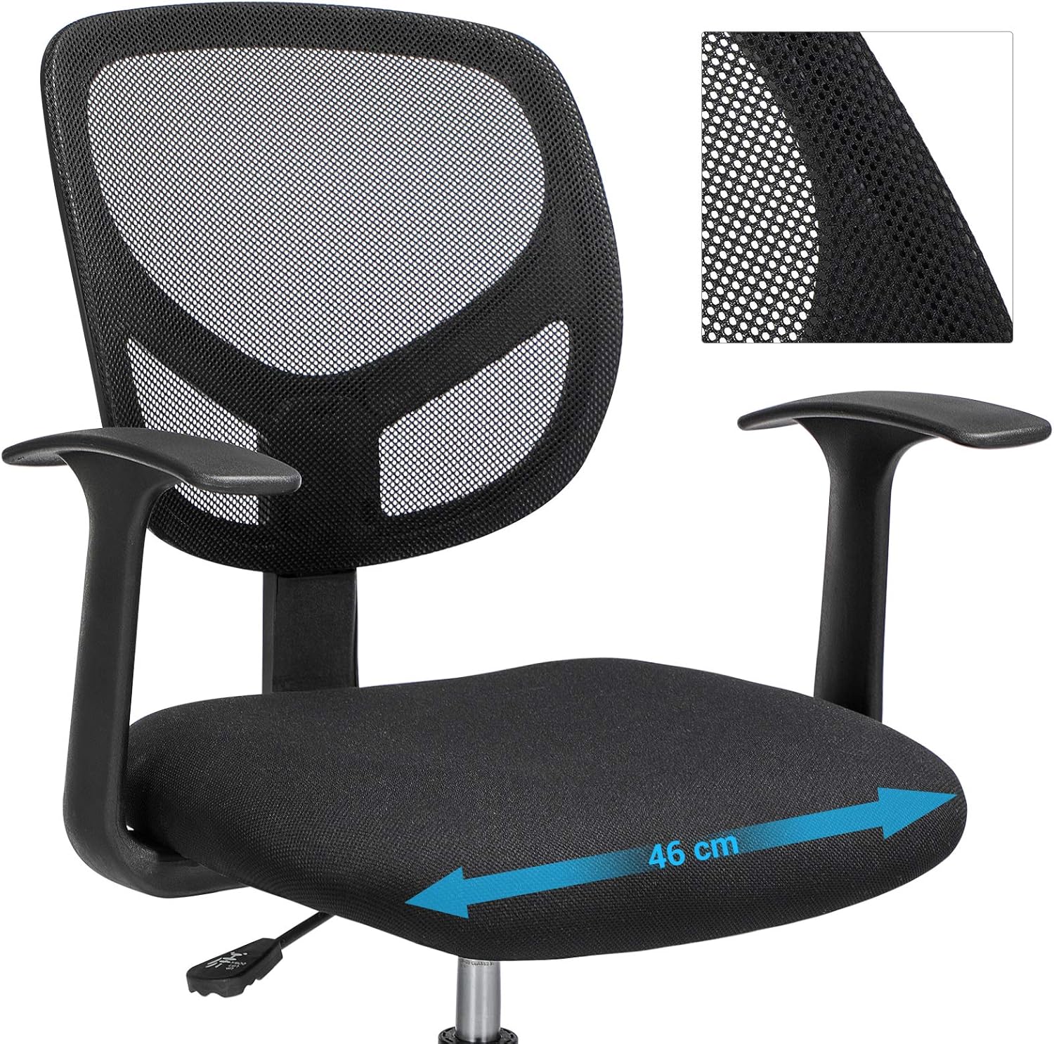 SONGMICS Scaun de birou inalt, rotativ, suport picioare reglabil, ajustare pe inaltime 55-75 cm, 64x64x97 cm, negru - imagine 6