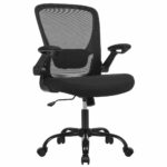 SONGMICS Scaun de birou ergonomic mesh, suport lombar reglabil, brate rabatabile, functie balans, 64x64x107 cm, negru