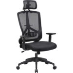 SONGMICS Scaun de birou ergonomic cu tetiera si suport lombar, reglabil, mecanism balans, maxim 120 kg, 70x70x133 cm, negru