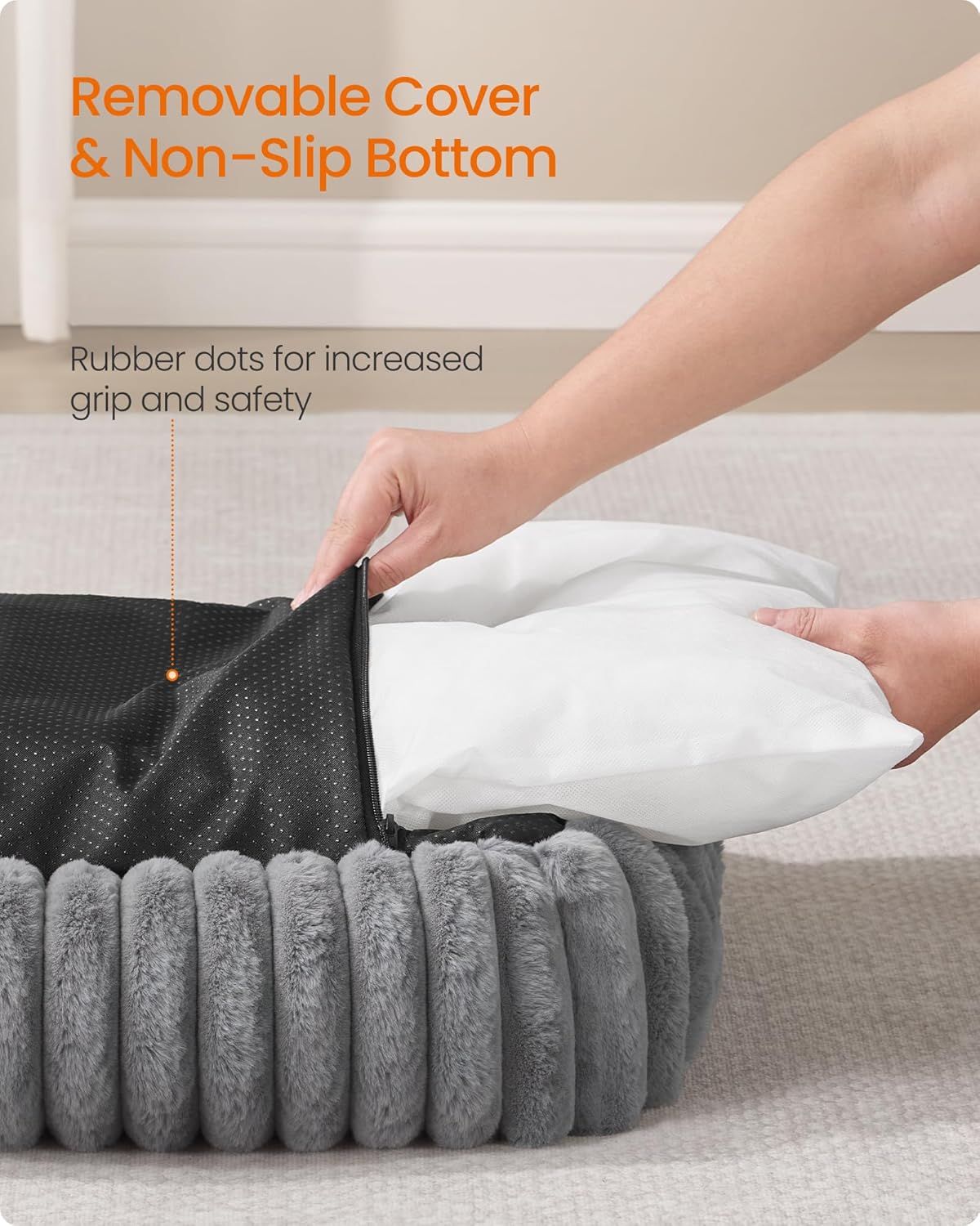 FEANDREA Pat pentru caini din plus, ortopedic, cu margini inaltate, detasabil si lavabil, 91x68x18 cm, gri - imagine 4