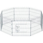 FEANDREA Tarc pliabil din otel pentru animale 8 panouri, modular patrat sau octogon, 159x159x61 cm, argintiu