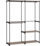 SONGMICS Dulap de haine portabil, cu 3 bare de agatat si rafturi, 138x43x182 cm, maro taupe