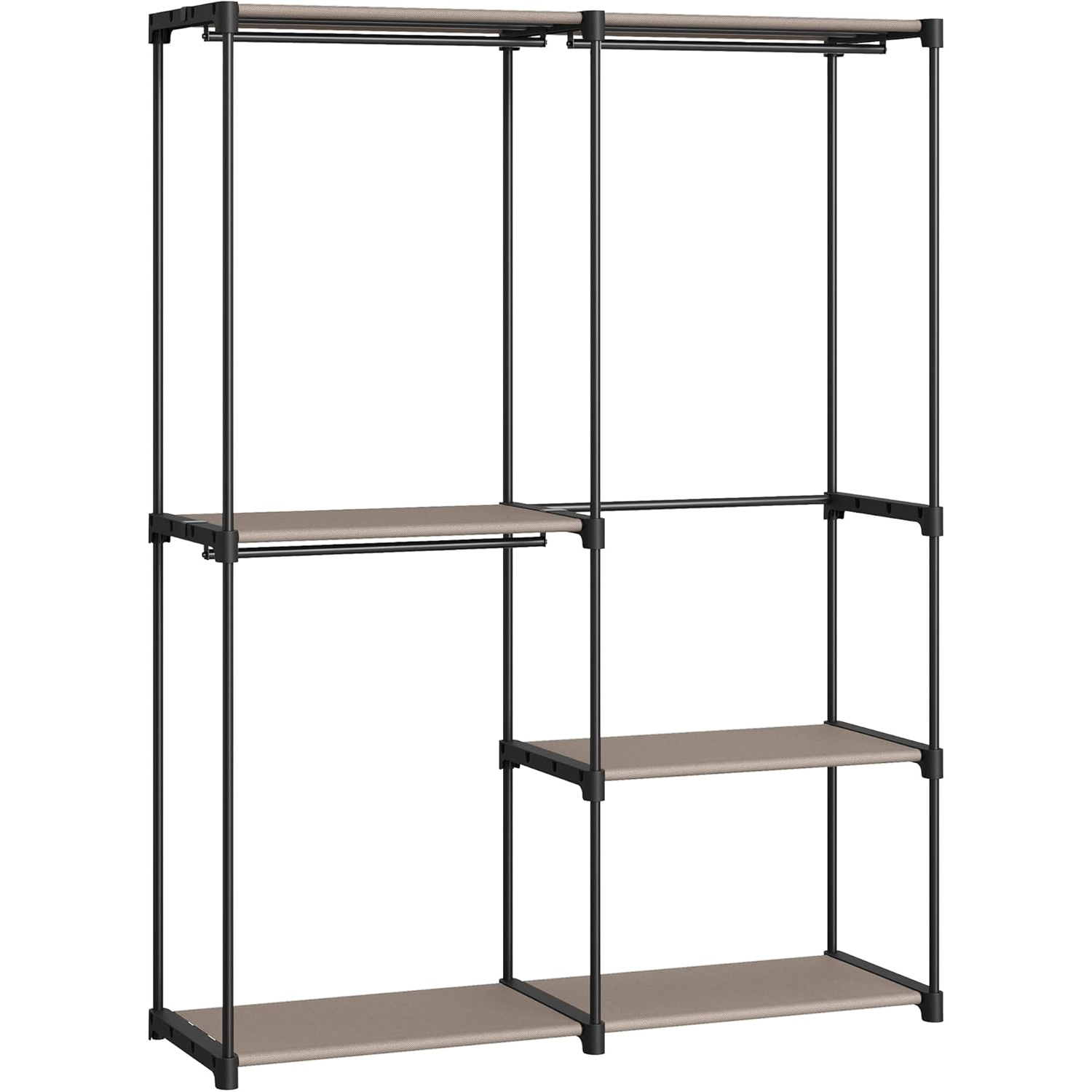 SONGMICS Dulap de haine portabil, cu 3 bare de agatat si rafturi, 138x43x182 cm, maro taupe