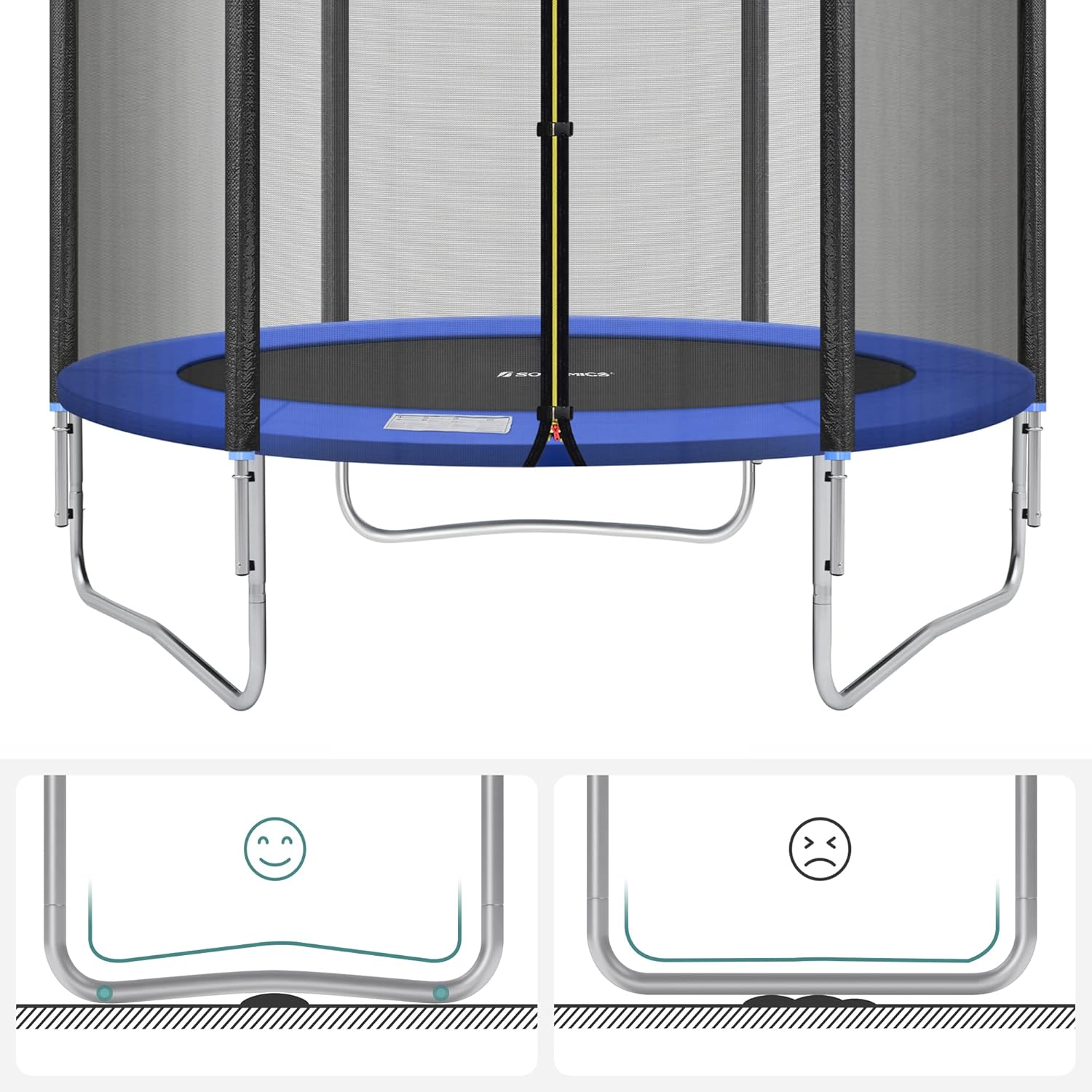 SONGMICS Trambulina pentru copii cu plasa de protectie exterioara, diametru 183 cm, 100 kg, albastru - imagine 3