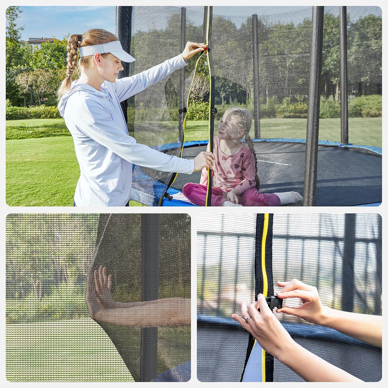 SONGMICS Trambulina pentru copii cu plasa de protectie exterioara, diametru 183 cm, 100 kg, albastru - imagine 9