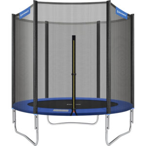 SONGMICS Trambulina pentru copii cu plasa de protectie exterioara, diametru 183 cm, 100 kg, albastru