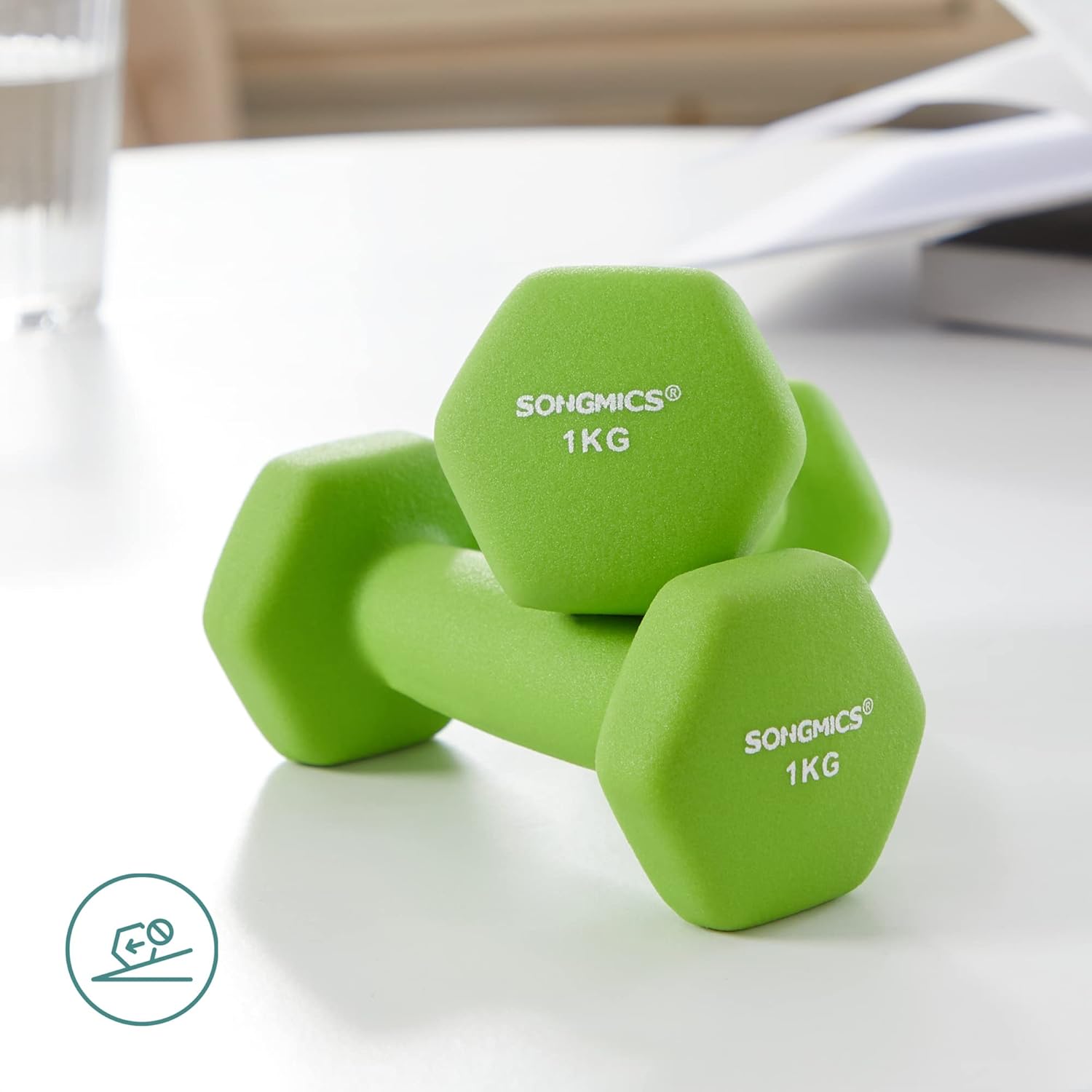 SONGMICS Set 6 gantere hexagonale cu suport, 2x1 kg 2x2 kg 2x3 kg, multicolor - imagine 2