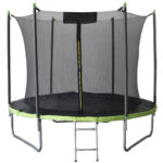 Trambulina gradina 252 cm cu scara si plasa interioara, maxim 100 kg, verde