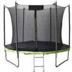 Trambulina gradina 312 cm cu scara si plasa interioara, maxim 150 kg, verde