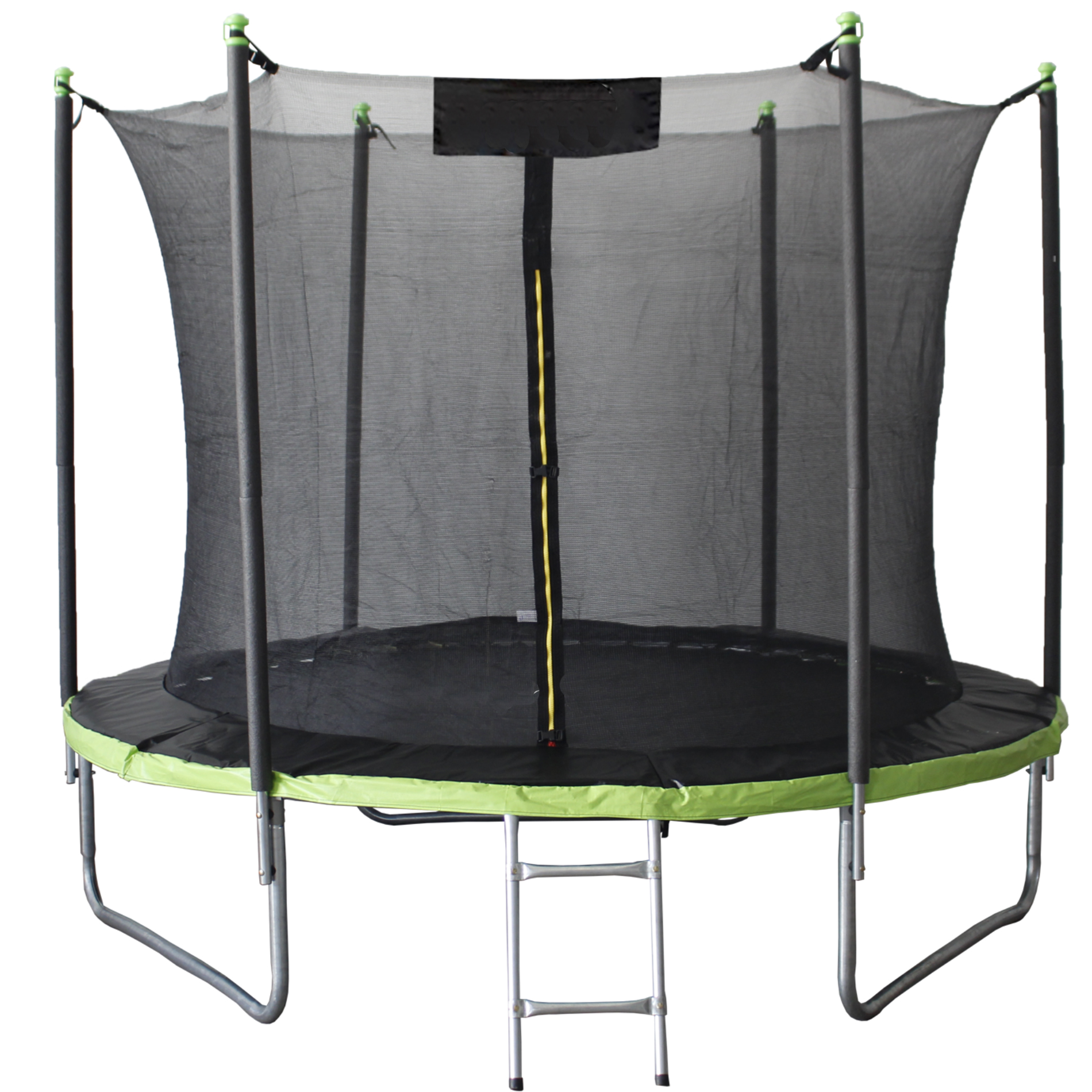 Trambulina gradina 312 cm cu scara si plasa interioara, maxim 150 kg, verde