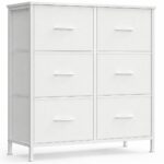 SONGMICS Comoda cu cadru metalic si blat MDF, 6 sertare textile, 77x30x74 cm, alb