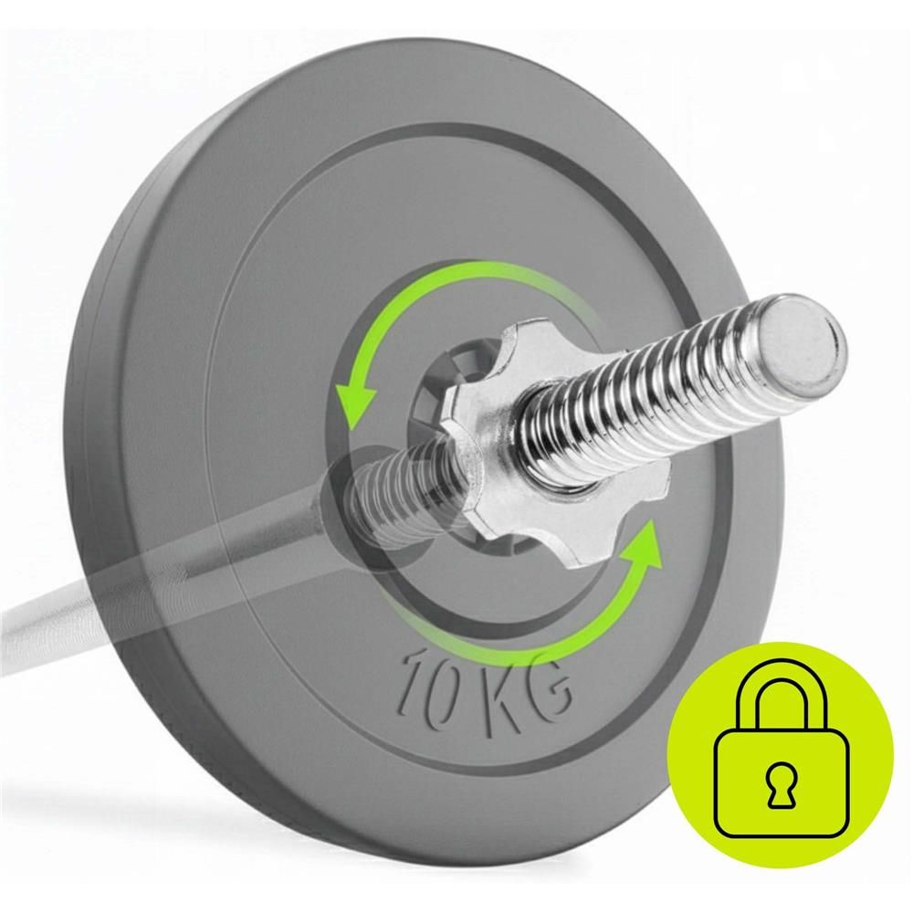 Bara haltera pentru greutati, 180 cm, diametru 28 mm, otel cromat, incarcare maxima 160 kg, argintiu - imagine 18