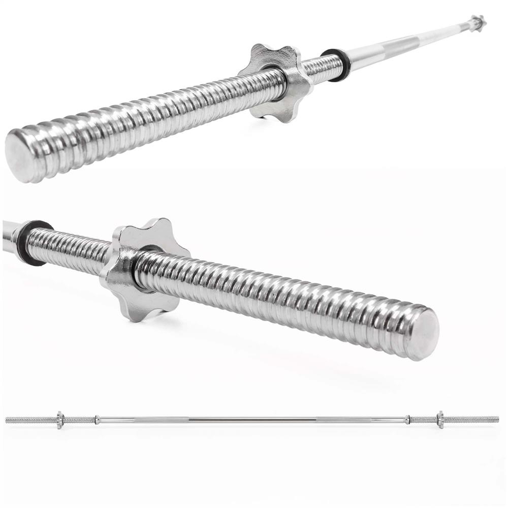 Bara haltera pentru greutati, 180 cm, diametru 28 mm, otel cromat, incarcare maxima 160 kg, argintiu - imagine 4