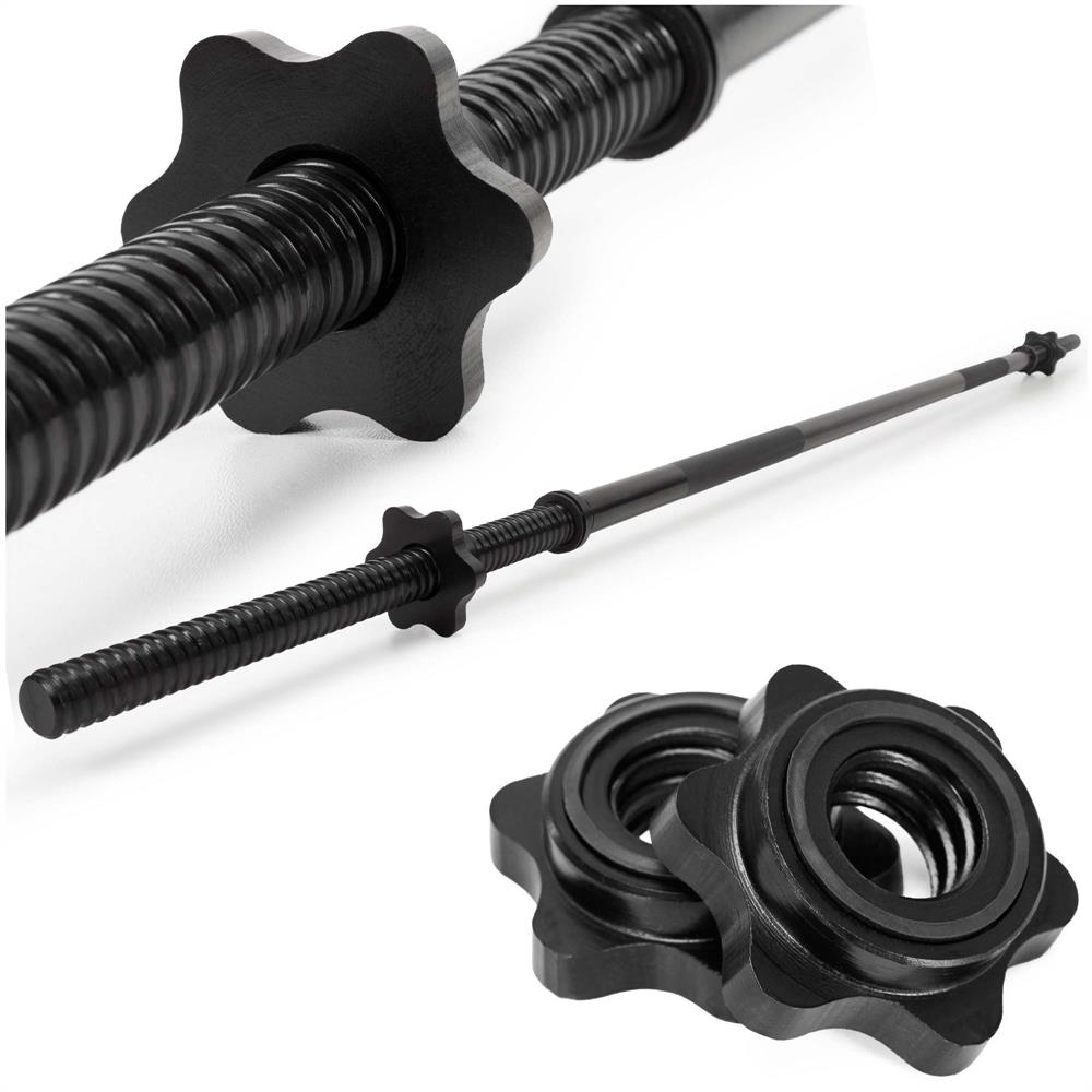 Bara haltera dreapta pentru greutati 180 cm, diametru 25 mm, otel, incarcare maxima 140 kg, negru - imagine 2