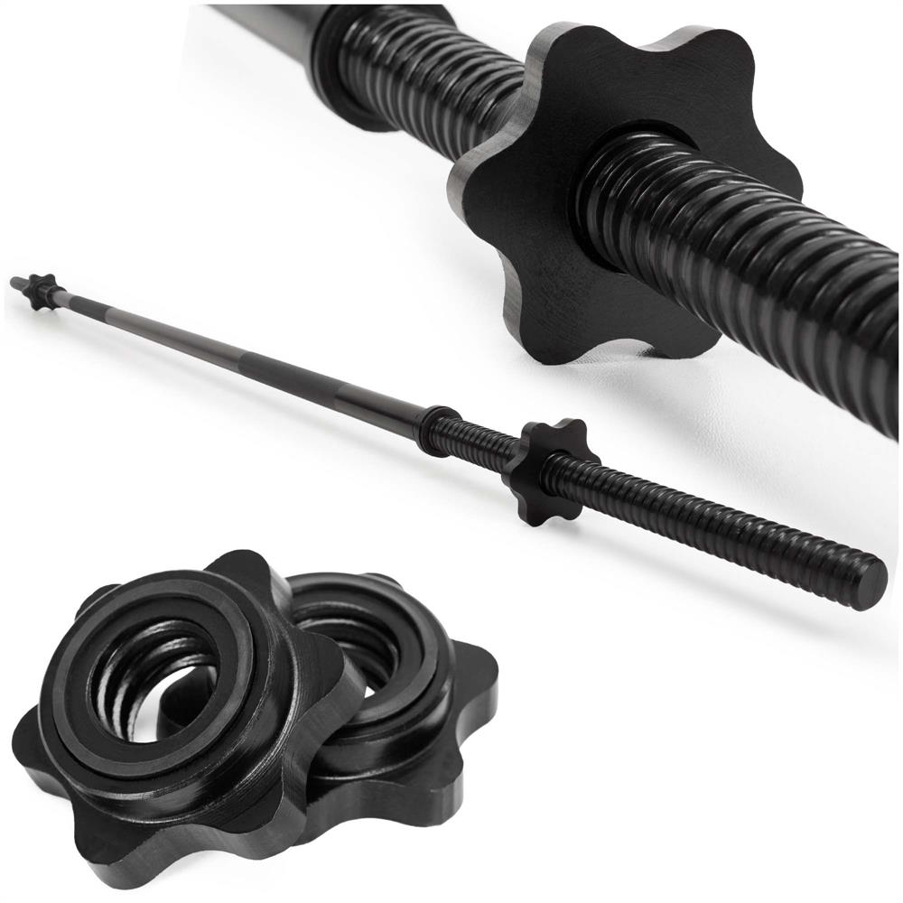 Bara haltera dreapta pentru greutati 180 cm, diametru 25 mm, otel, incarcare maxima 140 kg, negru - imagine 4
