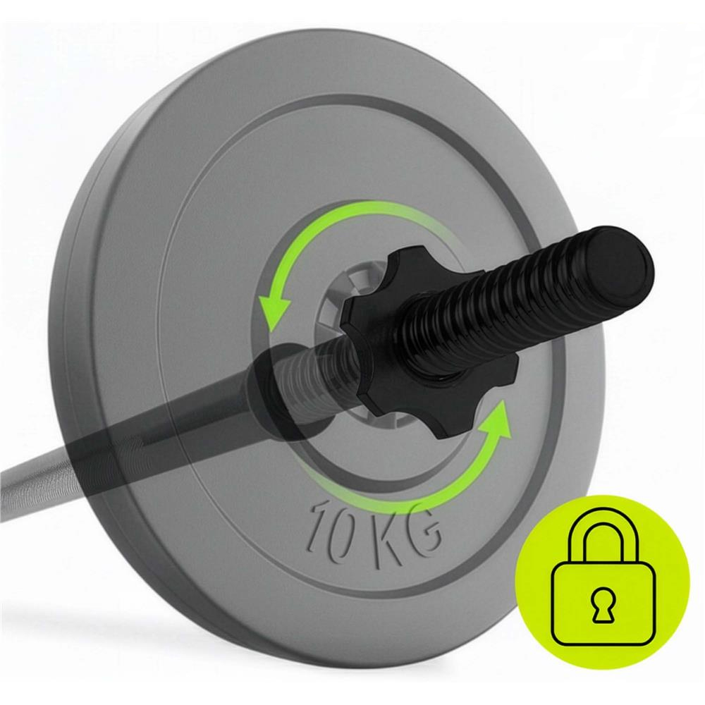 Bara haltera dreapta pentru greutati 180 cm, diametru 25 mm, otel, incarcare maxima 140 kg, negru - imagine 20