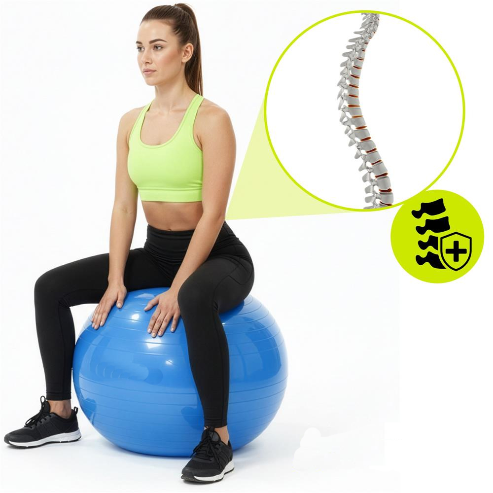 Minge pentru fitness 55 cm, antiderapanta, cu pompa inclusa, maxim 150 kg, albastru - imagine 10