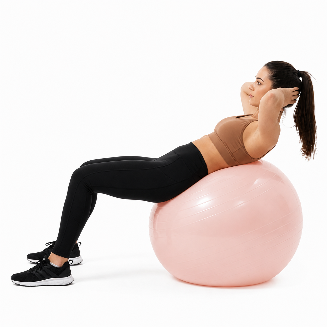 Minge pentru fitness 65 cm, antiderapanta, cu pompa inclusa, maxim 150 kg, roz pudrat - imagine 14