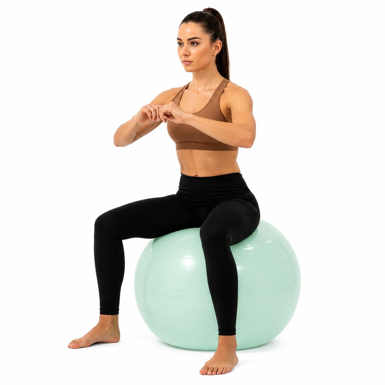 Minge pentru fitness 65 cm, antiderapanta, cu pompa inclusa, maxim 150 kg, verde menta - imagine 3