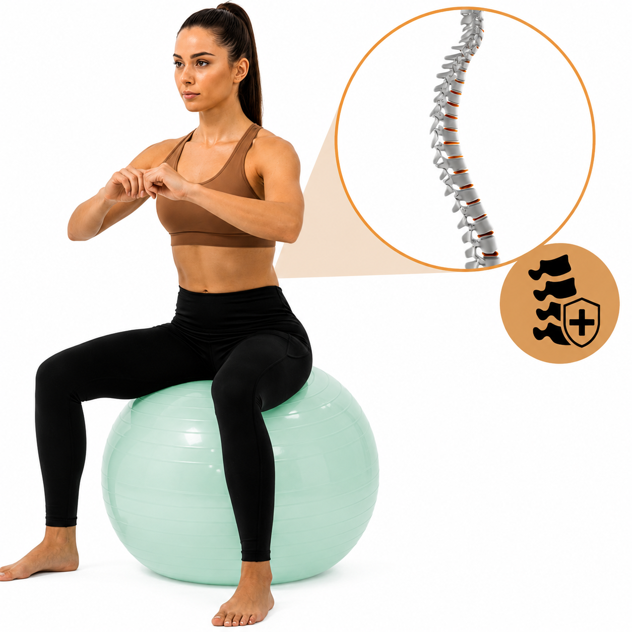 Minge pentru fitness 65 cm, antiderapanta, cu pompa inclusa, maxim 150 kg, verde menta - imagine 13