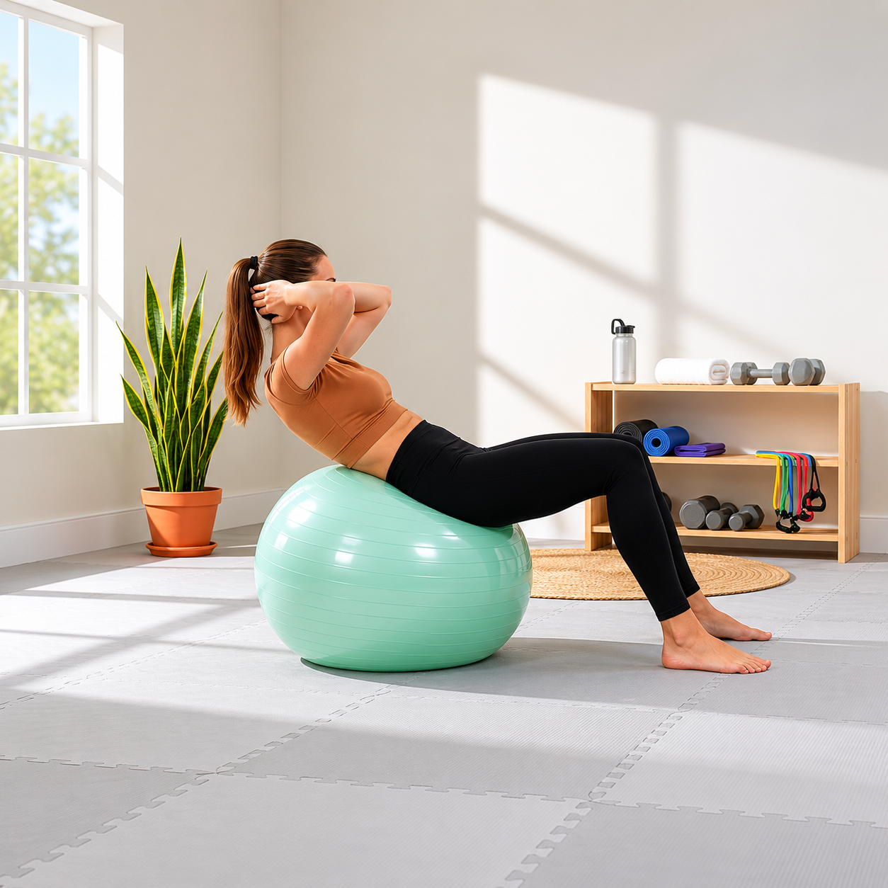 Minge pentru fitness 65 cm, antiderapanta, cu pompa inclusa, maxim 150 kg, verde menta - imagine 19
