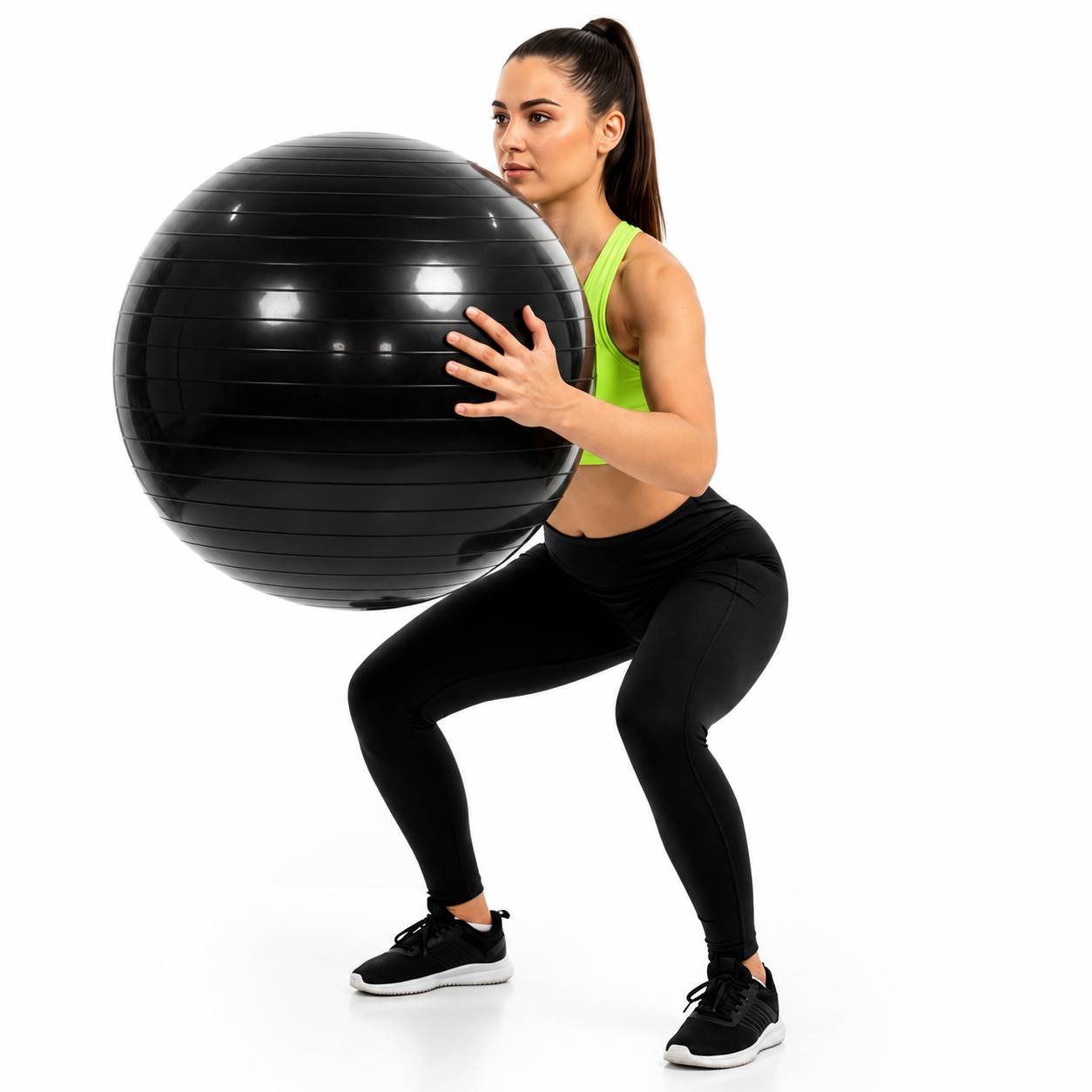 Minge pentru fitness 75 cm, antiderapanta, cu pompa inclusa, maxim 150 kg, negru - imagine 5