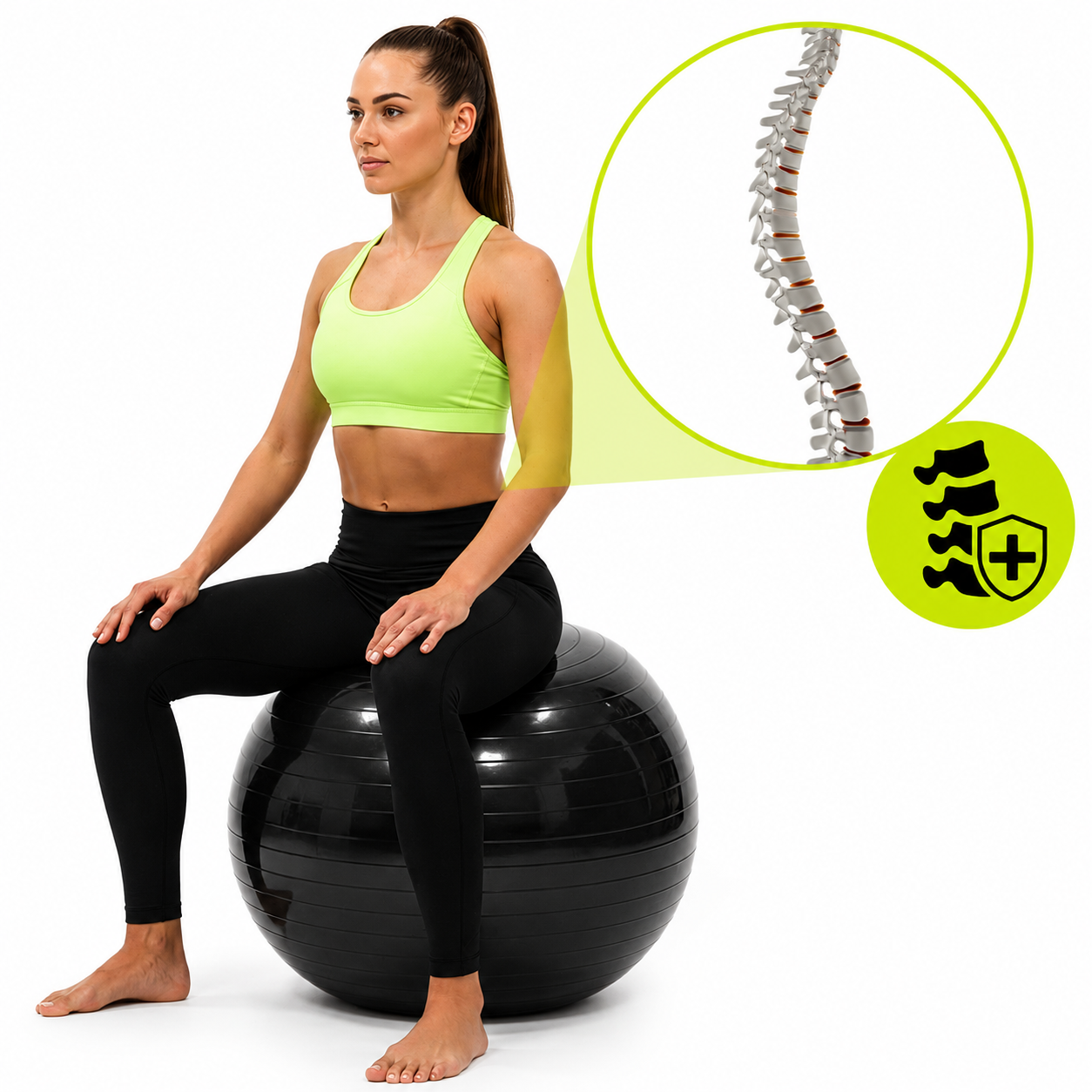 Minge pentru fitness 75 cm, antiderapanta, cu pompa inclusa, maxim 150 kg, negru - imagine 9
