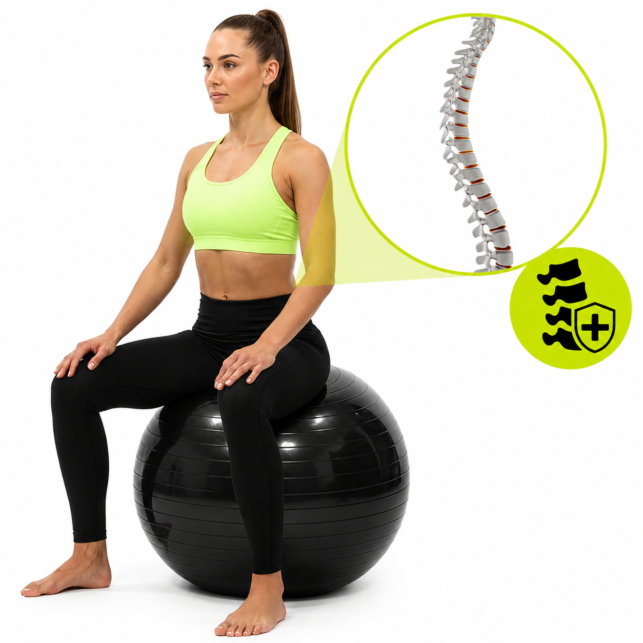 Minge pentru fitness 85 cm, antiderapanta, cu pompa inclusa, maxim 150 kg, negru - imagine 14