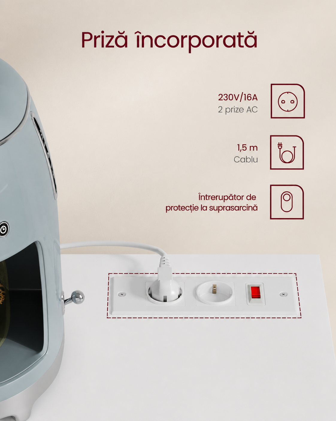 VASAGLE Dulap pentru bucatarie cu raft pentru cuptor cu microunde, 3 usi si rafturi reglabile, priza integrata, 90x40x90 cm, alb - imagine 6