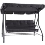 Leagan balansoar gradina 3 persoane, saltea inclusa, maxim 300 kg, 194x120x167 cm, gri inchis