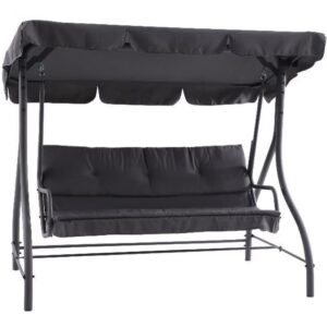 Leagan balansoar gradina 3 persoane, saltea inclusa, maxim 300 kg, 194x120x167 cm, gri inchis