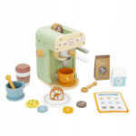 Set jucarie cafenea din lemn pentru copii, aparat cafea Espressor cu accesorii, 20x12x14 cm, multicolor