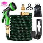 Furtun gradina extensibil 20-60 metri, cu pistol , material durabil TPE cu strat textil, accesorii incluse, verde