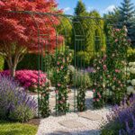 Pergola gradina tip arc pentru plante cataratoare, metal cu acoperire PE, 240x40 cm, verde