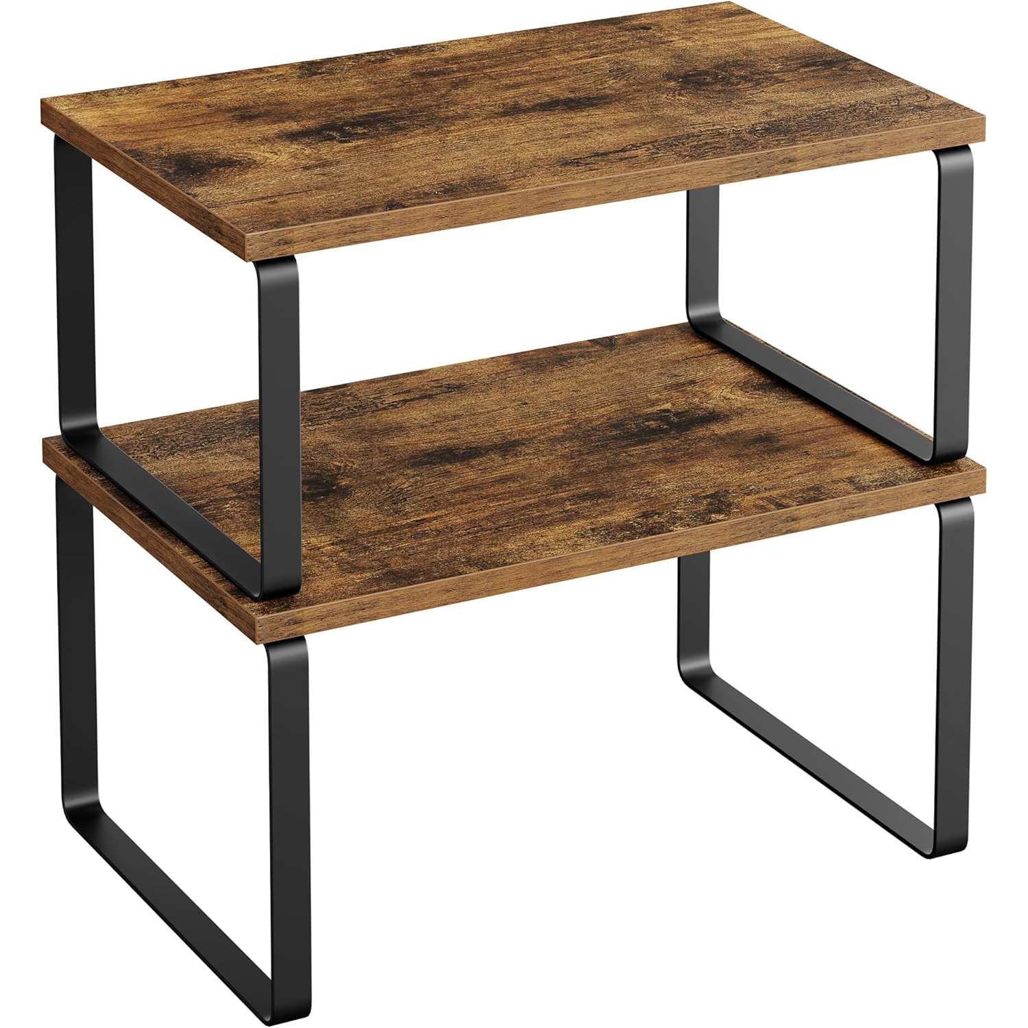 SONGMICS Raft organizator condimente extensibil set 2 bucati, metal si PAL, suprapozabil, 30x20x16 cm, maro rustic