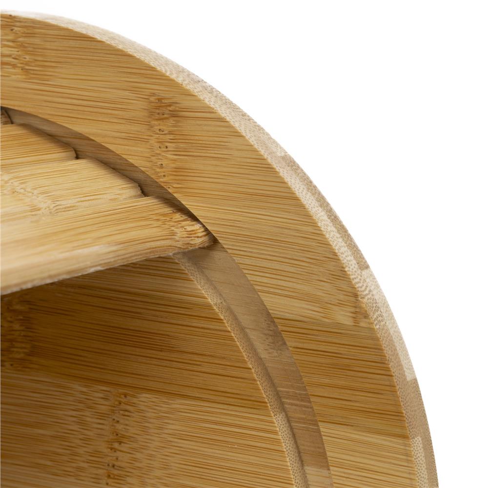 Cutie pentru paine din bambus cu capac glisant, raft superior, 38x28x18 cm, bambus natur maro - imagine 10