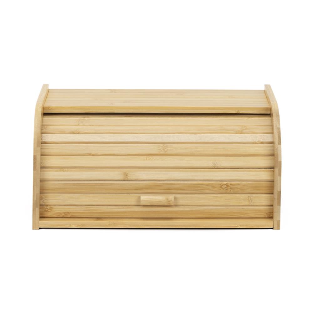 Cutie pentru paine din bambus cu capac glisant, raft superior, 38x28x18 cm, bambus natur maro - imagine 11