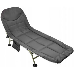 Pat pliabil camping cu saltea, reglabil 5 pozitii, cadru otel, maxim 100 kg, 200x64x30 cm, gri