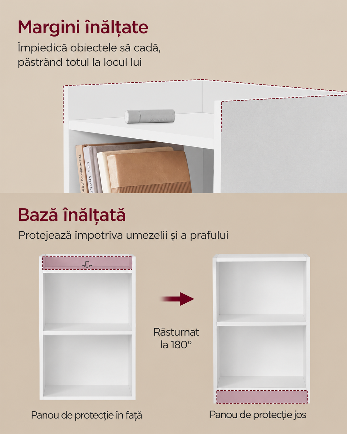 VASAGLE Noptiera cu compartimente deschise si raft reglabil, stil minimalist, MDF si PAL, 40x30x60 cm, alb - imagine 3