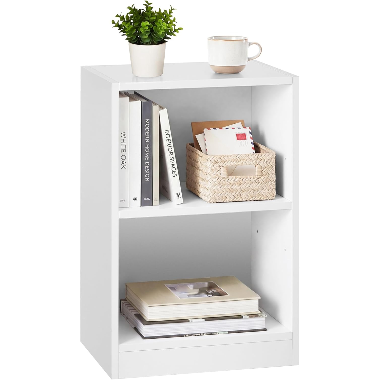 VASAGLE Noptiera cu compartimente deschise si raft reglabil, stil minimalist, MDF si PAL, 40x30x60 cm, alb - imagine 7