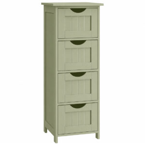VASAGLE Dulap de depozitare de podea pentru baie, din lemn cu 4 sertare, 30x30x82cm, verde