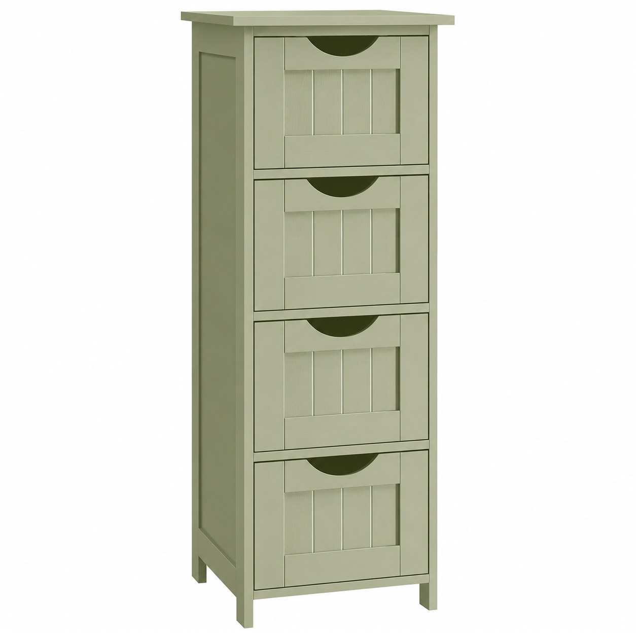 VASAGLE Dulap de depozitare de podea pentru baie, din lemn cu 4 sertare, 30x30x82cm, verde