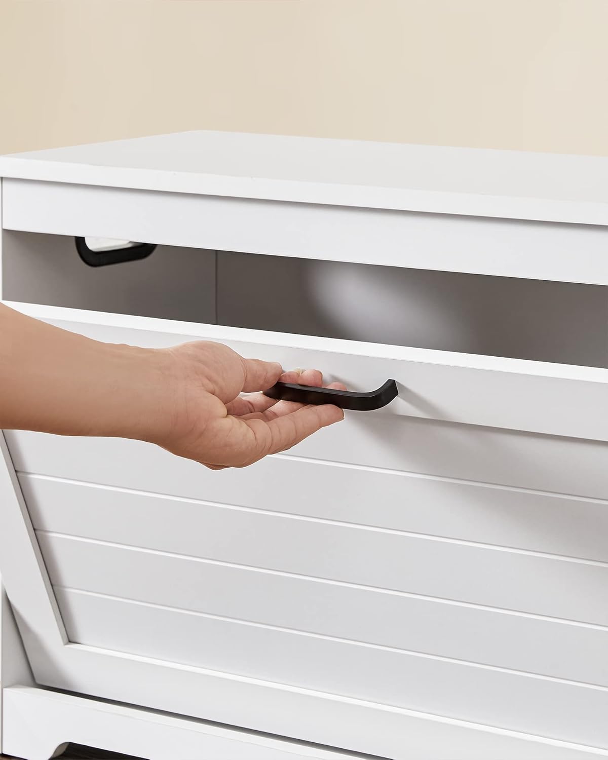 VASAGLE Bancuta pentru pantofi cu usa rabatabila si compartiment interior reglabil, 80x30x46 cm, alb - imagine 4