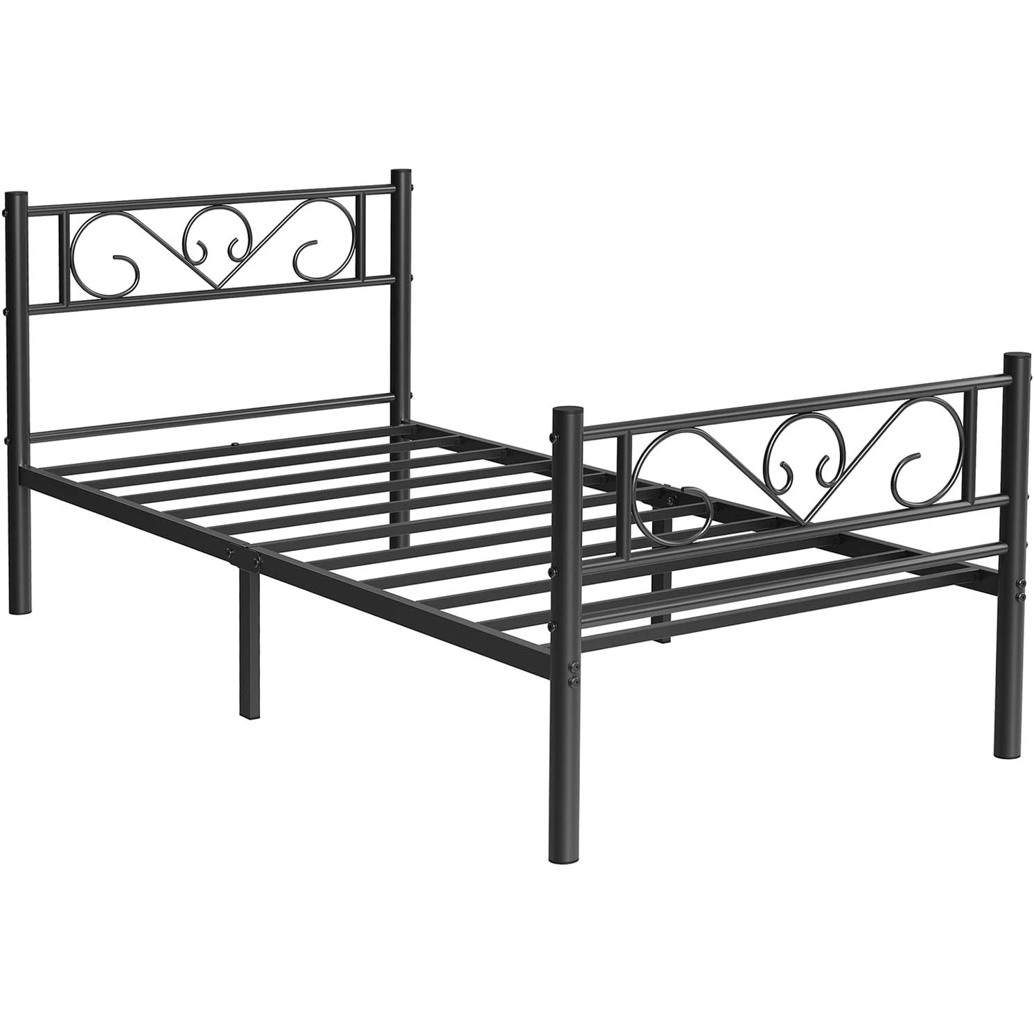 VASAGLE Cadru de pat metalic, pliabil rapid, pentru saltea 90x190 cm, stil industrial loft, 198x92x86 cm, negru - imagine 7