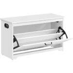 VASAGLE Bancuta pentru pantofi cu usa rabatabila si compartiment interior reglabil, 80x30x46 cm, alb