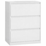 VASAGLE Comoda cu 3 sertare, design modern minimalist, PAL si MDF, 60x40x75 cm, alb